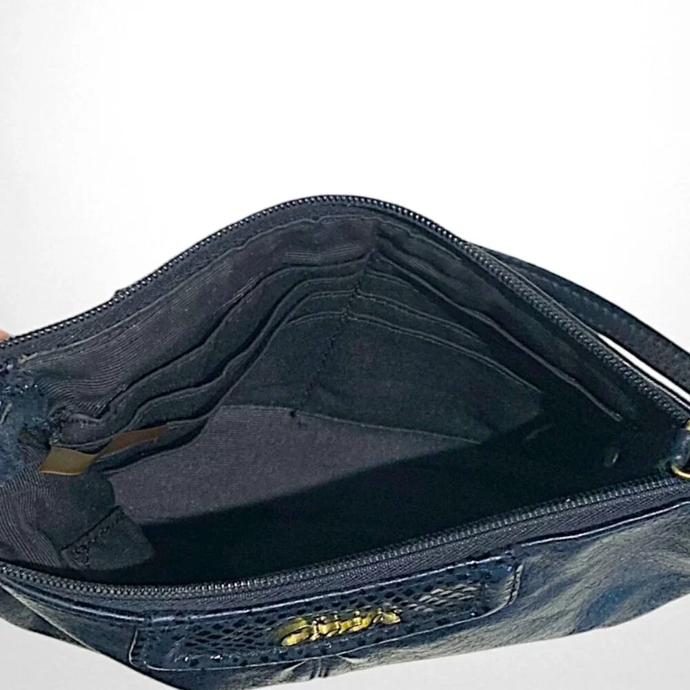 Coach Black Snakeskin Wristlet Wallet Cosmetic Bag
